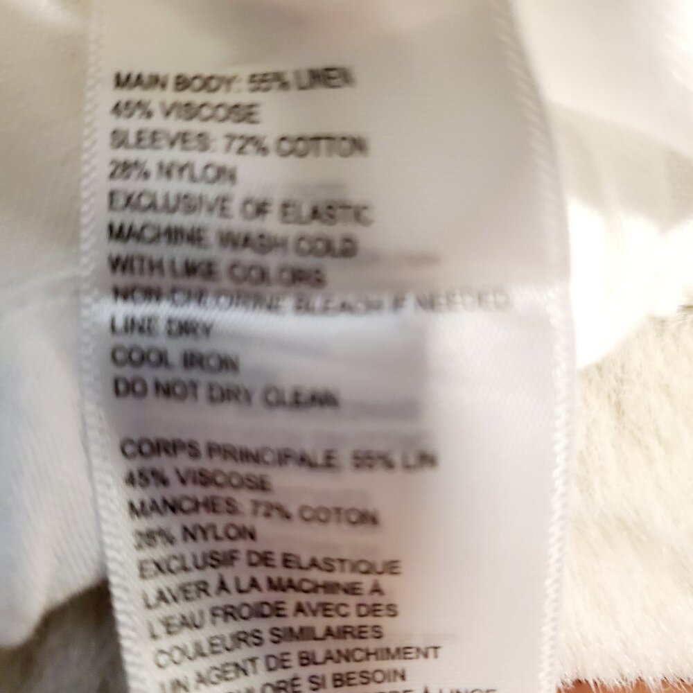Linen Cotton Blend Rafael Large White Lace Sleeve Button Down Top - Picture 10 of 11